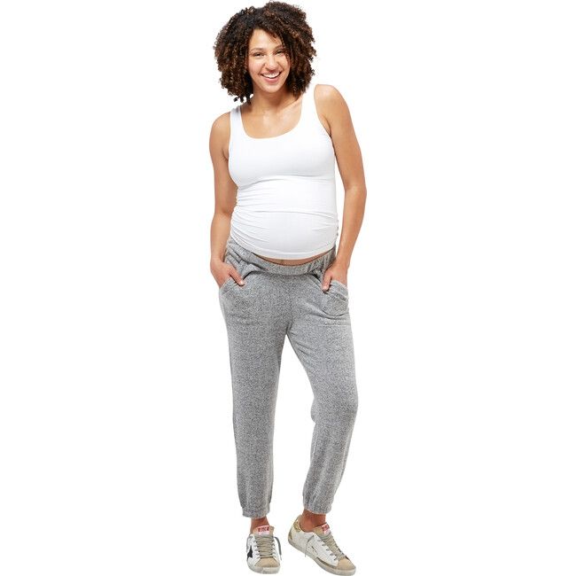 NOM Maternity | Women's Jenna Pant, Gray Hacci (Grey, Size X-Large) | Maisonette | Maisonette