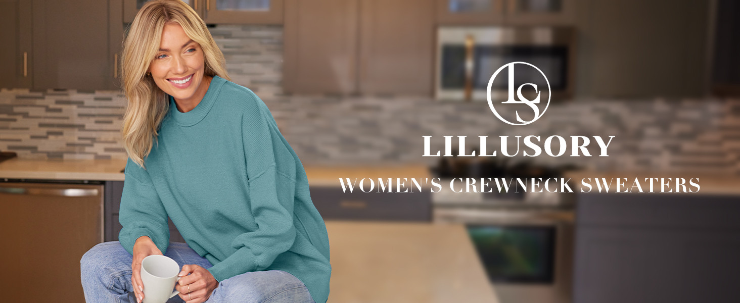 LILLUSORY Women's Oversized Batwing Sweaters 2025 Fall Outfits Trendy Crewneck Knit Side Slit Fas... | Amazon (US)