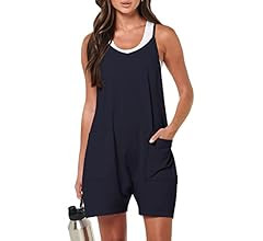 ANRABESS Women's Summer Casual Sleeveless Rompers Loose Spaghetti Strap Shorts Jumpsuit with Pock... | Amazon (US)