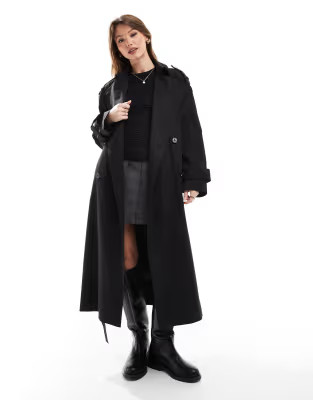 ASOS DESIGN longline trench coat in black | ASOS | ASOS (Global)