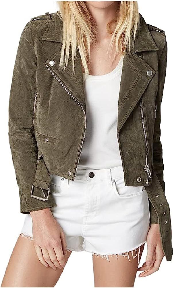 [BLANKNYC] womens Luxury Clothing Cropped Suede Leather Motorcycle Jackets, Comfortable & Stylish Co | Amazon (US)