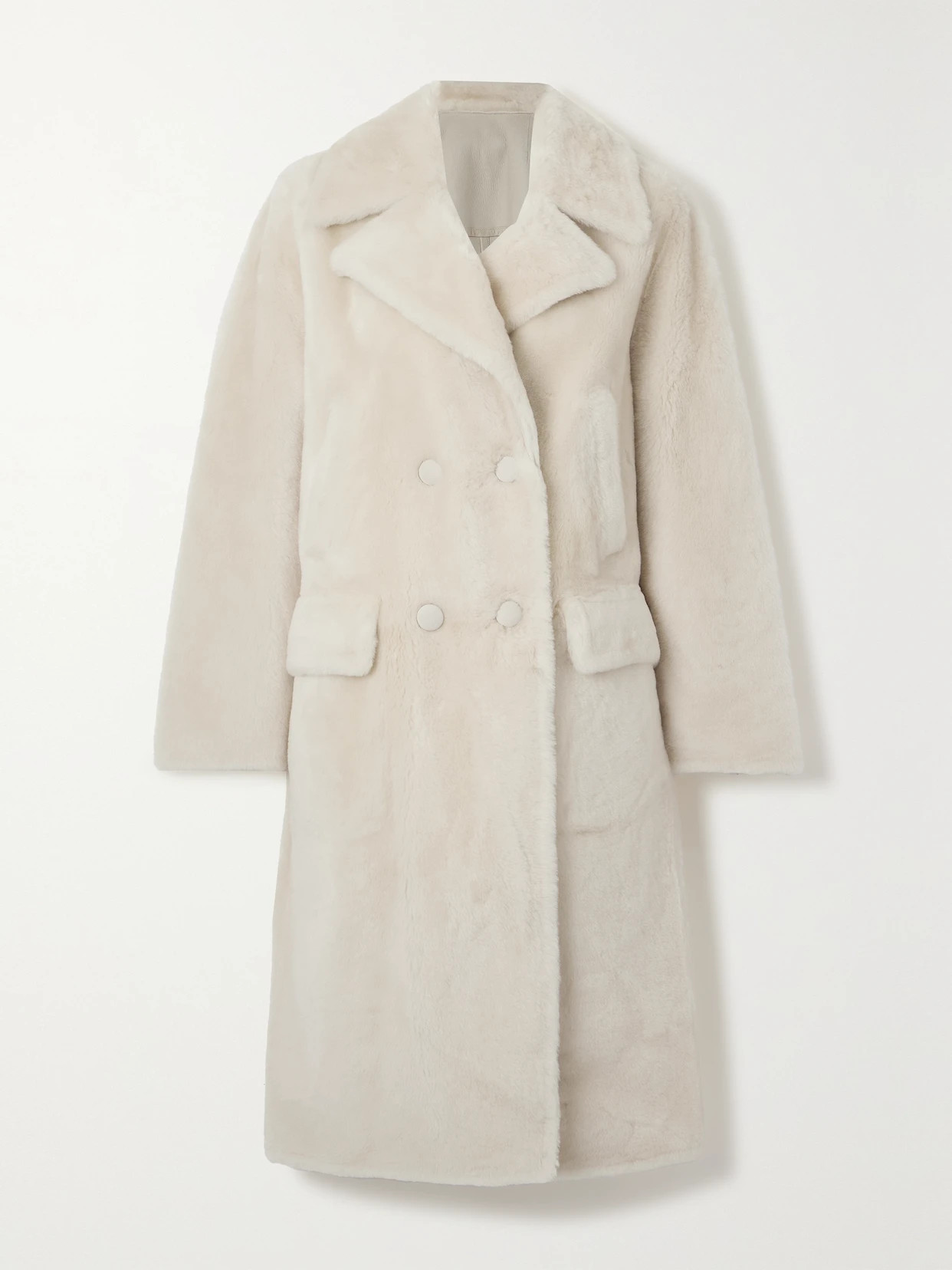 Yves Salomon - Double-breasted Shearling Coat - Off-white | NET-A-PORTER (US)