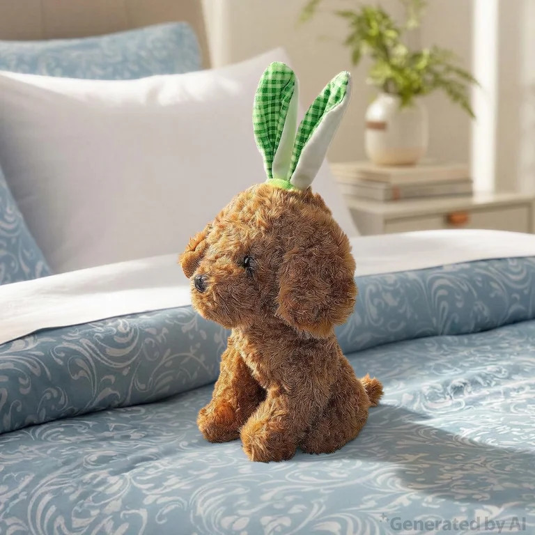Small Doodle with Bunny Ears Plush, Brown, 11", Easter by Way To Celebrate | Walmart (US)