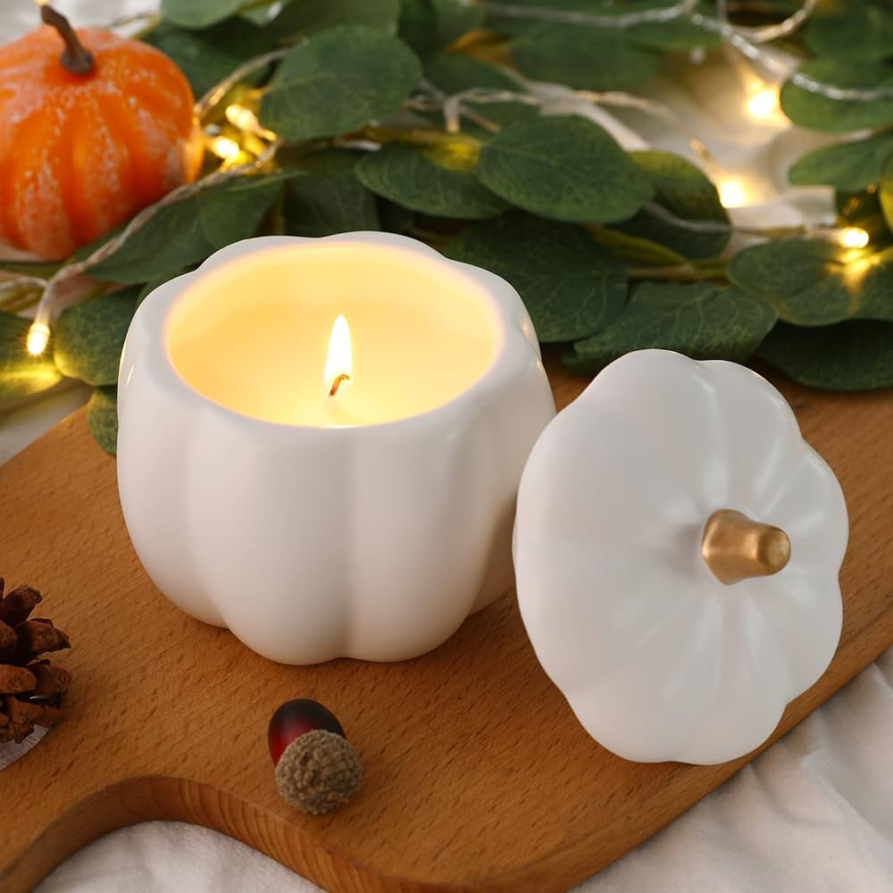 Fall Decor-Fall Candle with Ceramic Pumpkin Jar-Pumpkin Spice Candles for Home, Autumn Pumpkin Ca... | Amazon (US)