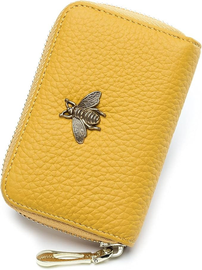 imeetu RFID Credit Card Holder, Small Leather Zipper Card Case Wallet for Women(Yellow) at Amazon... | Amazon (US)
