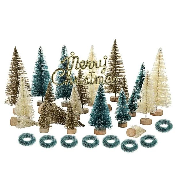 33 Pcs Artificial Frosted Sisal Christmas Tree Wood Base DIY Crafts Mini Pine Tree for Christmas ... | Walmart (US)