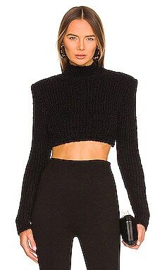 NBD Tory Strong Shoulder Cropped Sweater in Black from Revolve.com | Revolve Clothing (Global)
