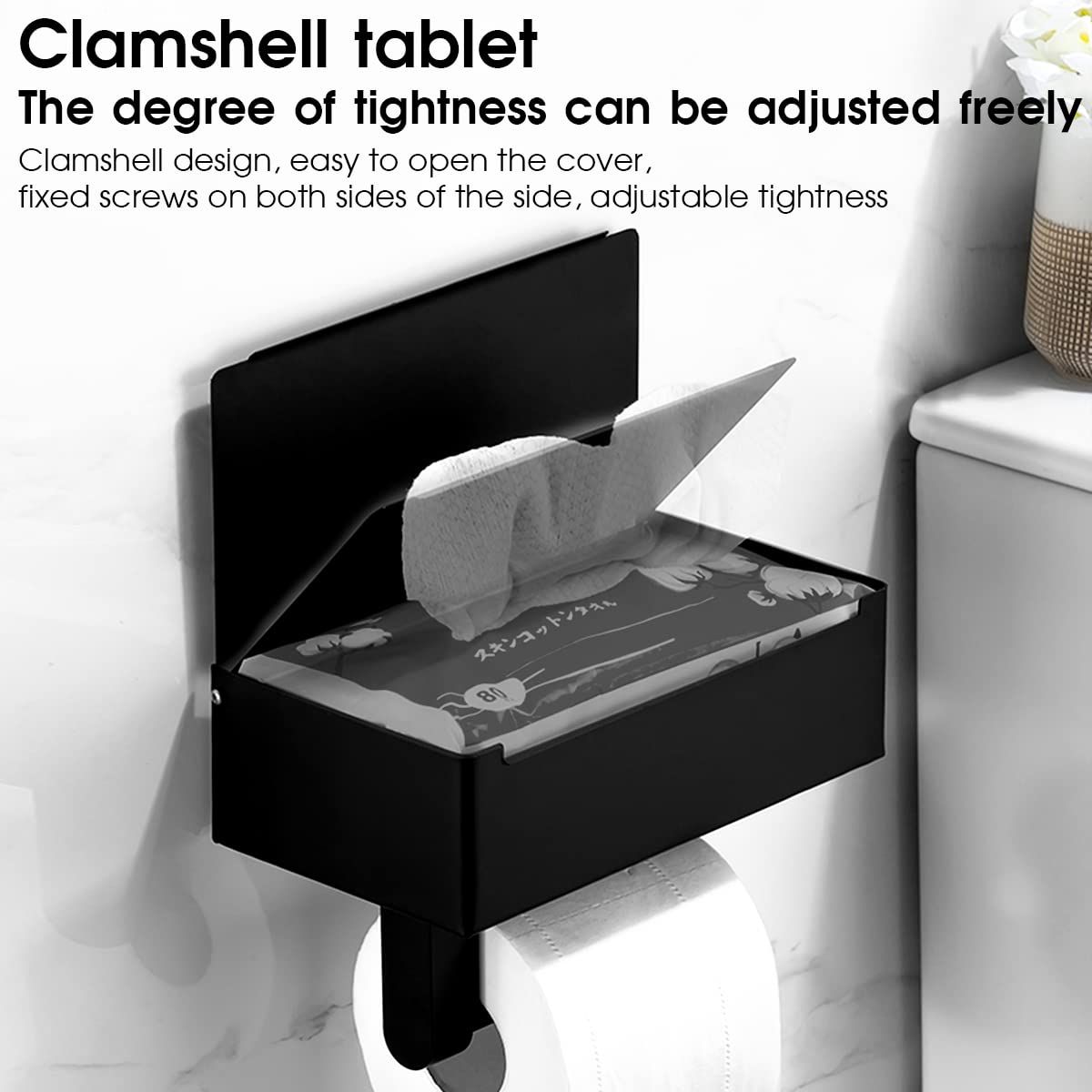 Toilet Paper Holder with Shelf - Flushable Wipes Dispenser & Storage Fits Any Bathroom, Keep Your... | Amazon (US)