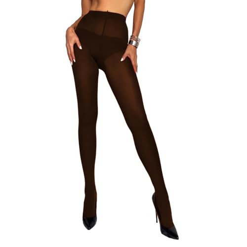 Charm and Attitude Soft Brown Opaque Tights for Women | Warm Pantyhose Stockings | Colored Nylons - Dark Brown, L | Amazon (US)