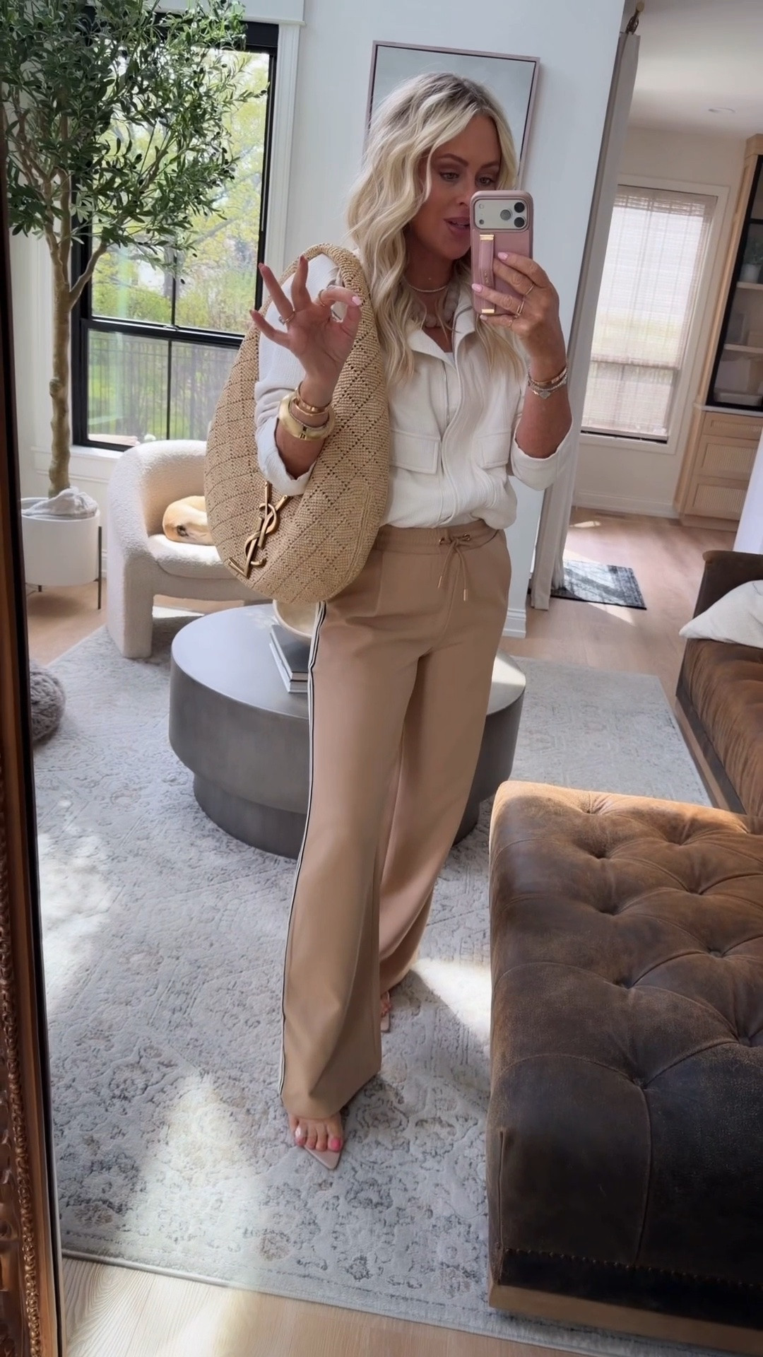 Small in pants, XS in jacket.

OOTD + this bag! I’m obsessed 😍🤍🎂

#LTKootd #LTKgrwm #LTKOver40