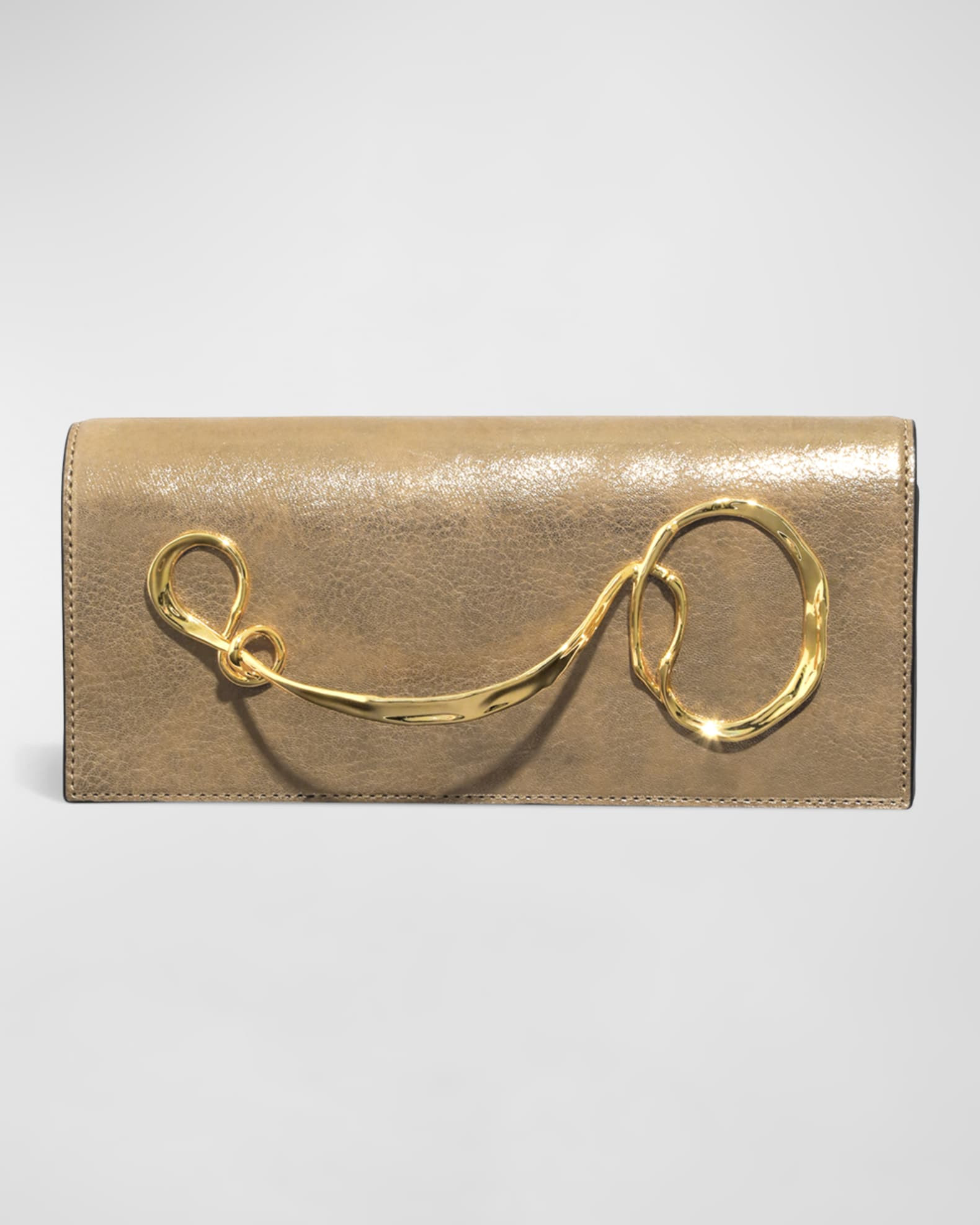 Twisted Metallic Leather Clutch Bag | Neiman Marcus