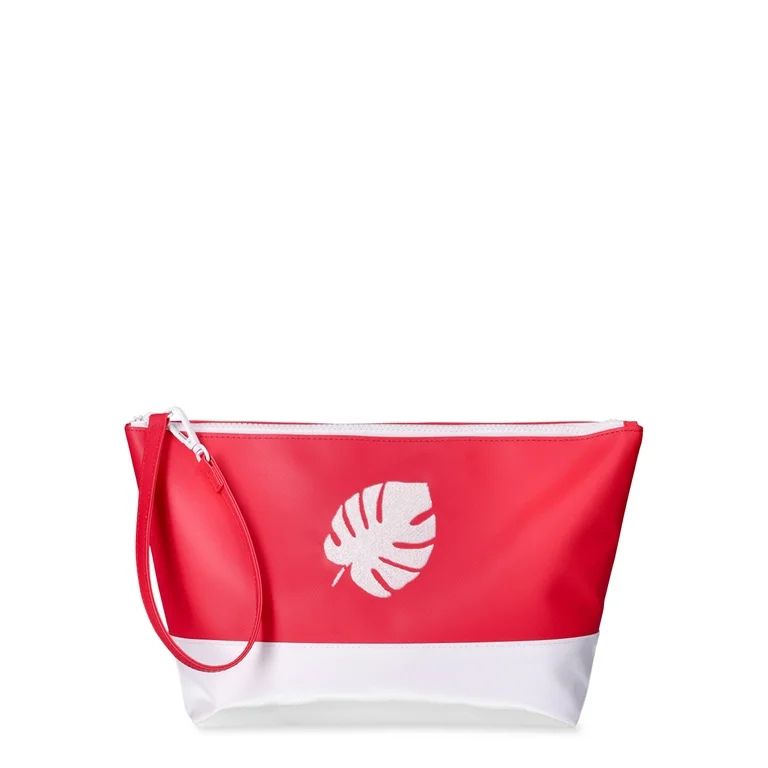 Time and Tru Women's Colorblocked Beach Pouch with Embroidered Accent | Walmart (US)