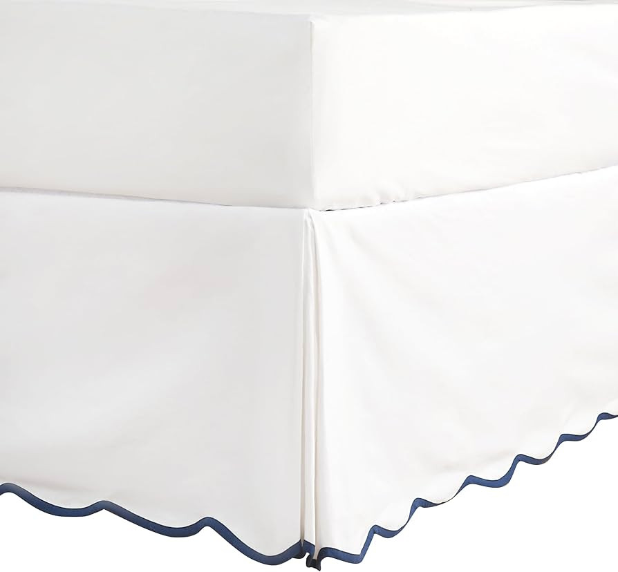 HIG Off White Chic Queen Bed Skirt - Easy Fit Scallop Edge Pleated Bedskirts, 14 Inch Drop Anti-S... | Amazon (US)