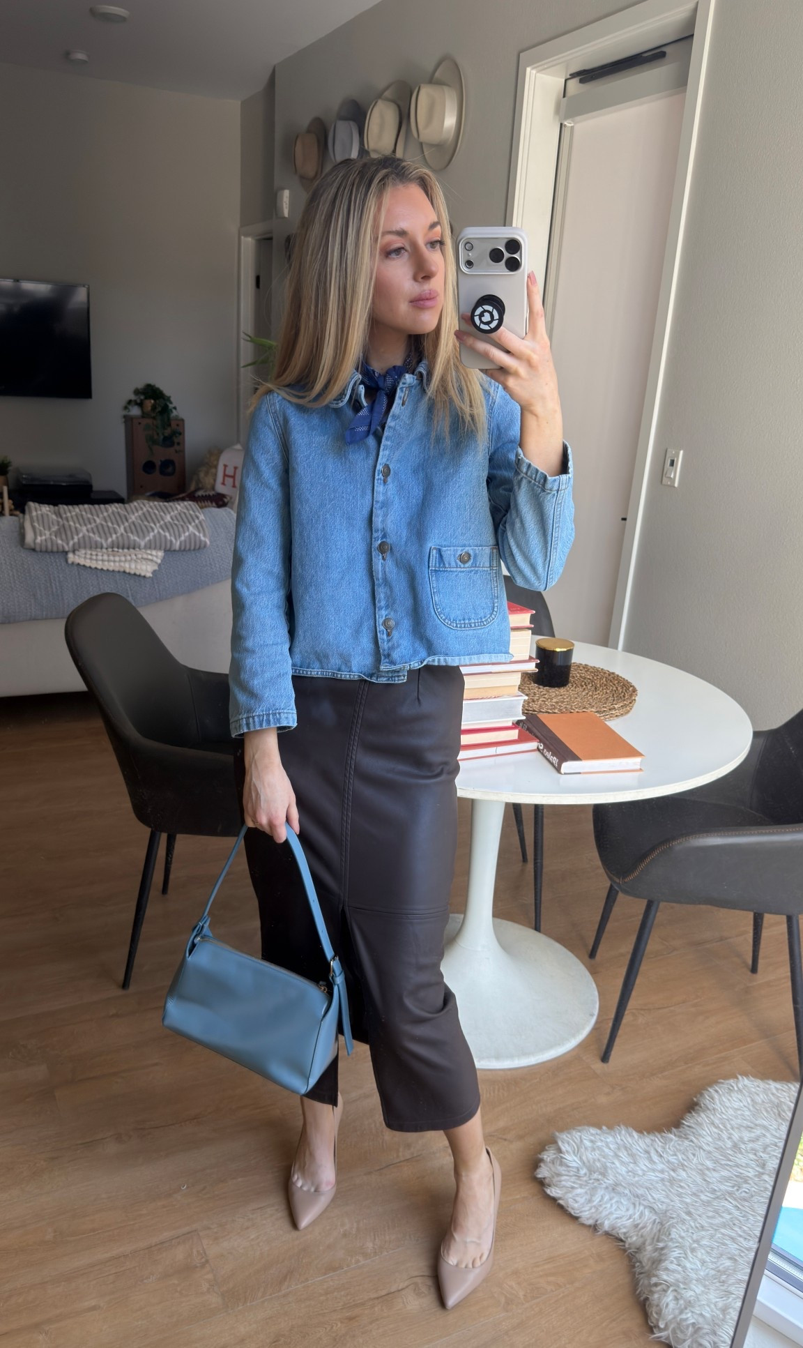 Lately I’ve been loving simple outfit formulas like this
denim + leather + a little scarf moment.
#RTRPartner @renttherunway #RTRMuse

#LTKWorkwear #LTKootd