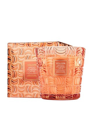 Voluspa Spiced Pumpkin Latte 3 Wick Hearth Candle in Gourmand from Revolve.com | Revolve Clothing (Global)