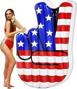 4th of July American Flag Pool Floats Adult Size, Patriotic USA Flag Giant Inflatable Pool Raft F... | Amazon (US)