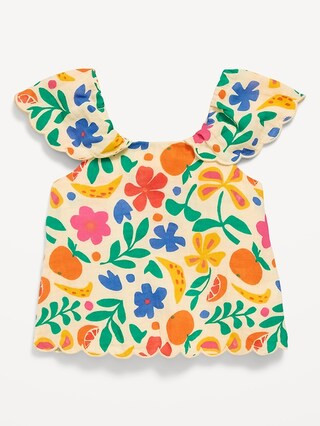 Printed Short-Sleeve Scallop-Trim Top for Toddler Girls | Old Navy | Old Navy (US)