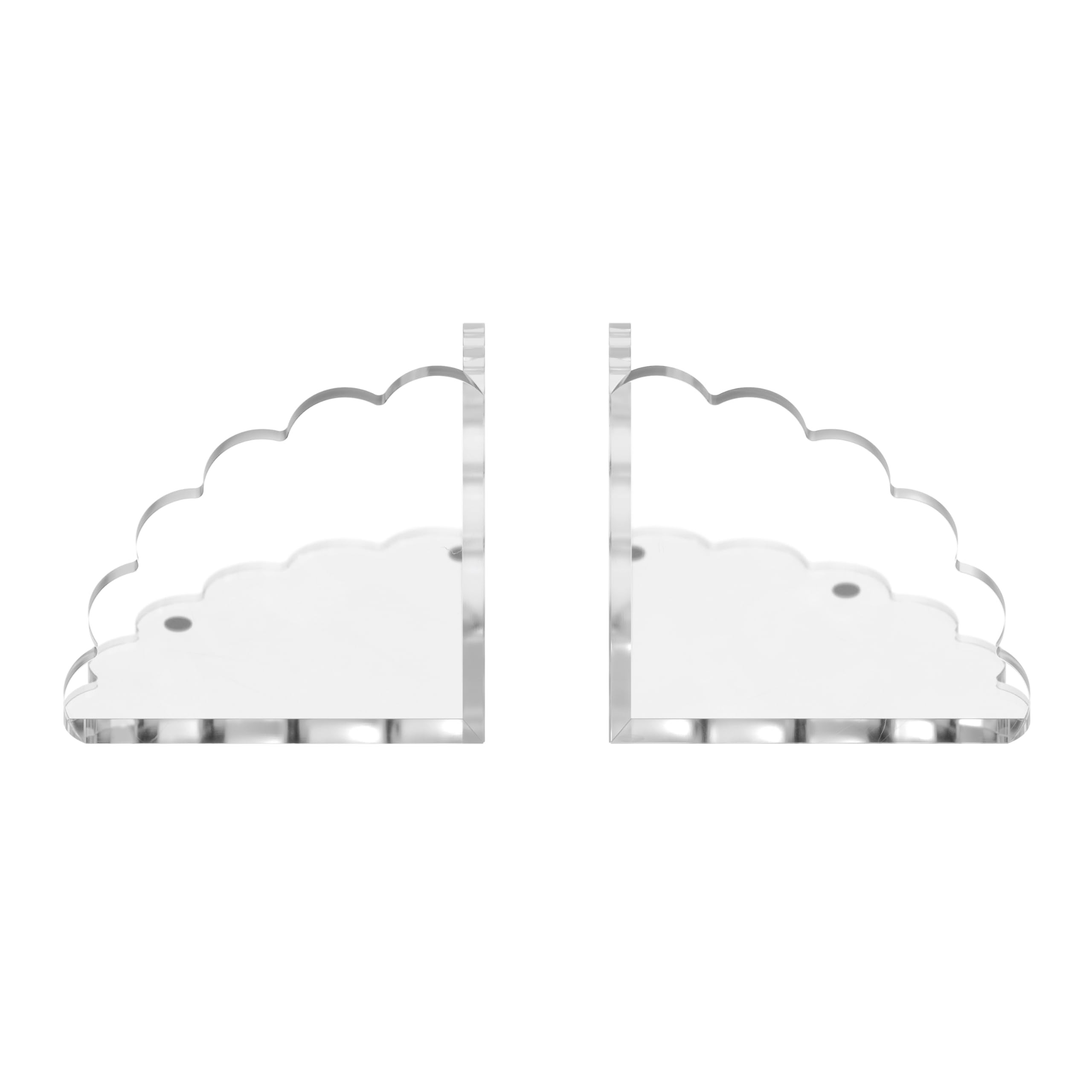 Scalloped Acrylic Bookends – Stylish & Durable Book Holders for Shelves & Decor with Non-Slip Pads (Clear) | Amazon (US)