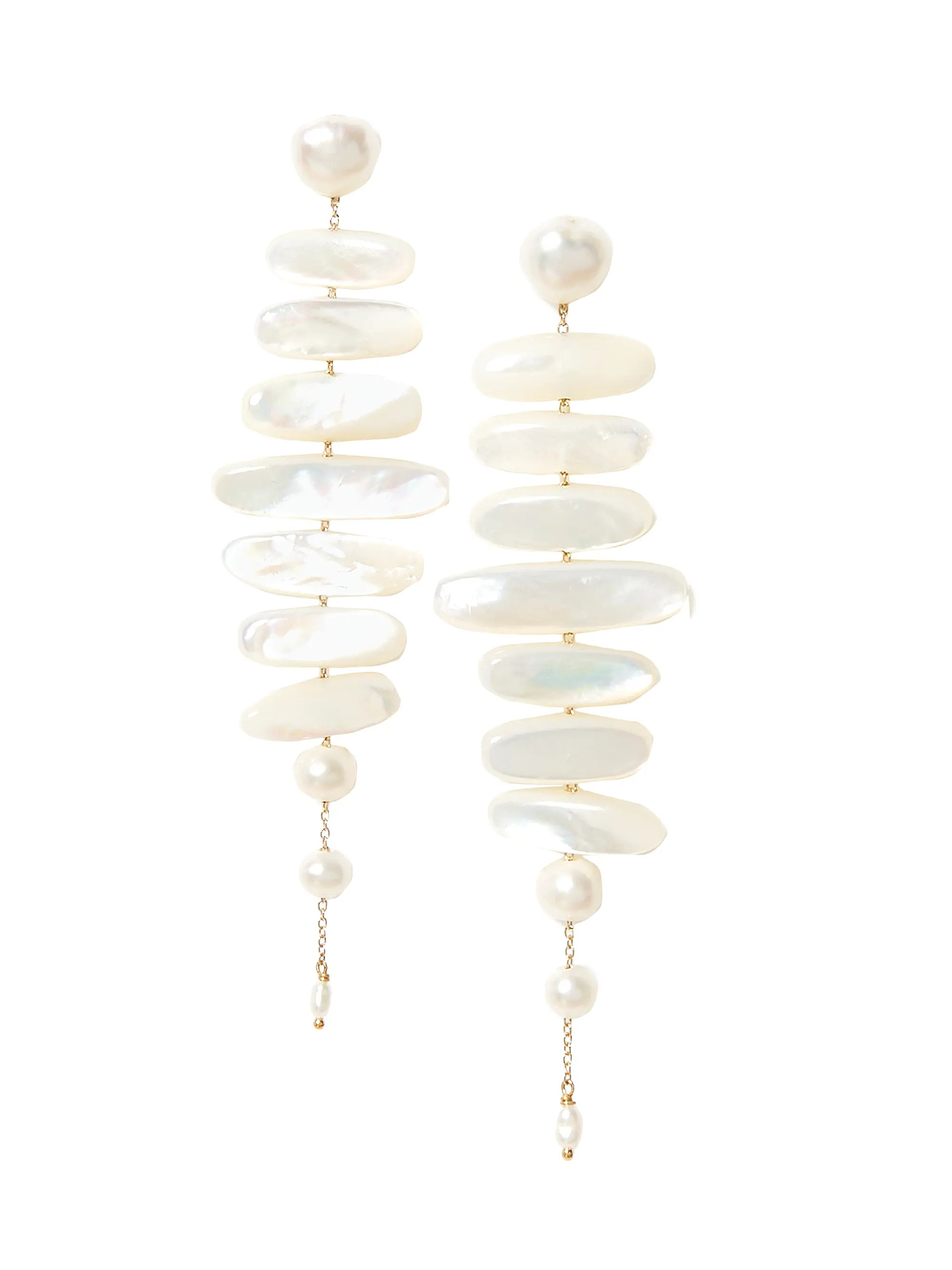 18K-Gold-Plated, Mother-Of-Pearl & Freshwater Pearl Chandelier Earrings | Saks Fifth Avenue