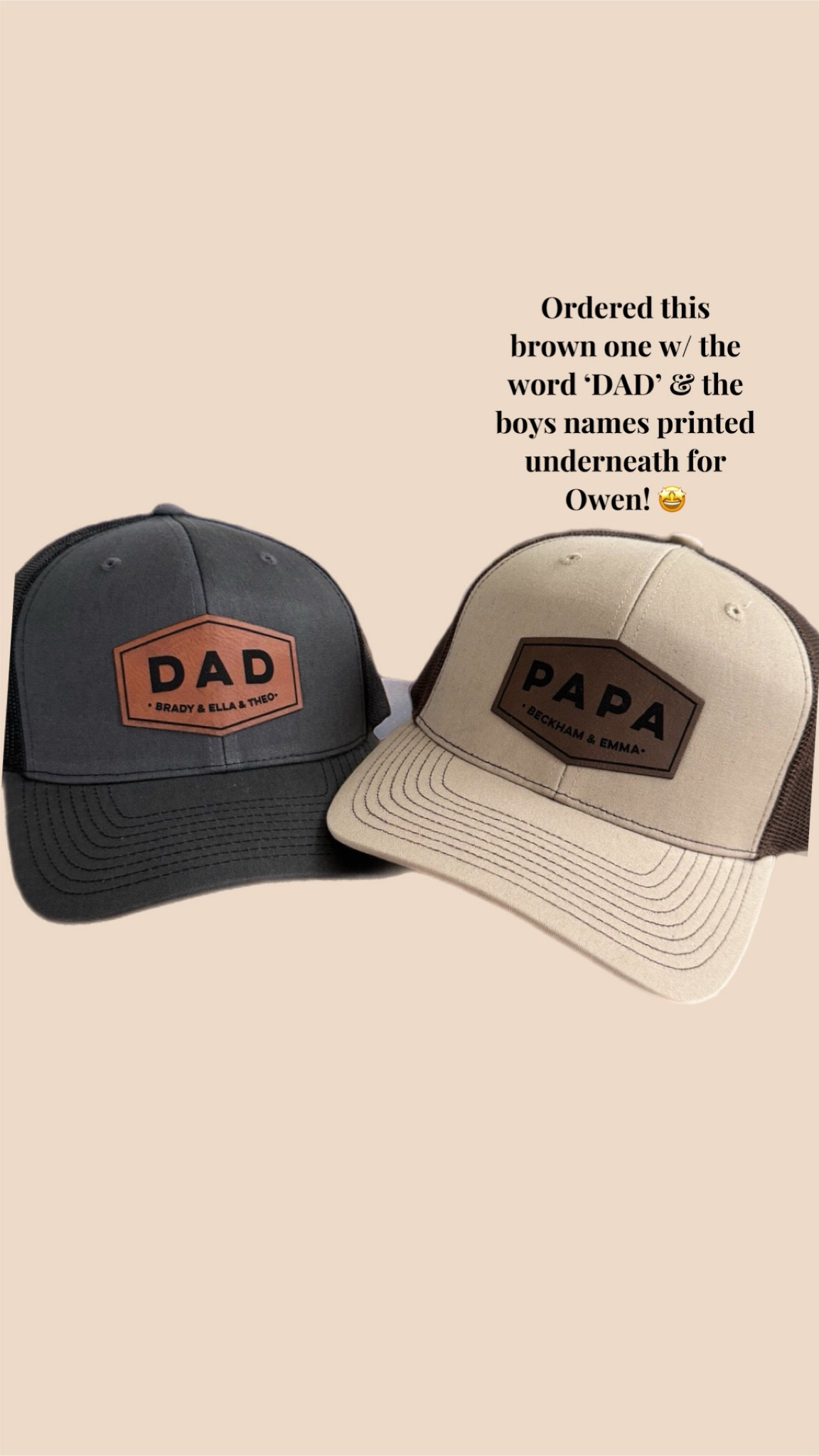 Dad hat with kids names 
Father’s Day gift