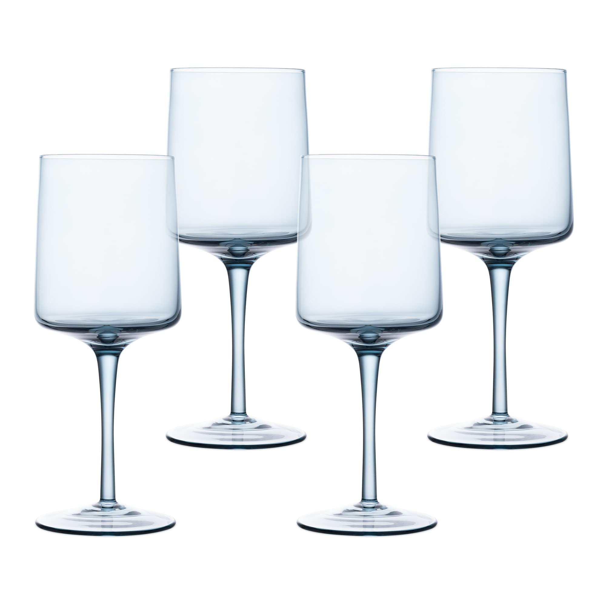 Navaris Blue Square Wine Glasses (Set of 4) - Colored Wine Glasses with Stems - Colored Glassware... | Amazon (US)