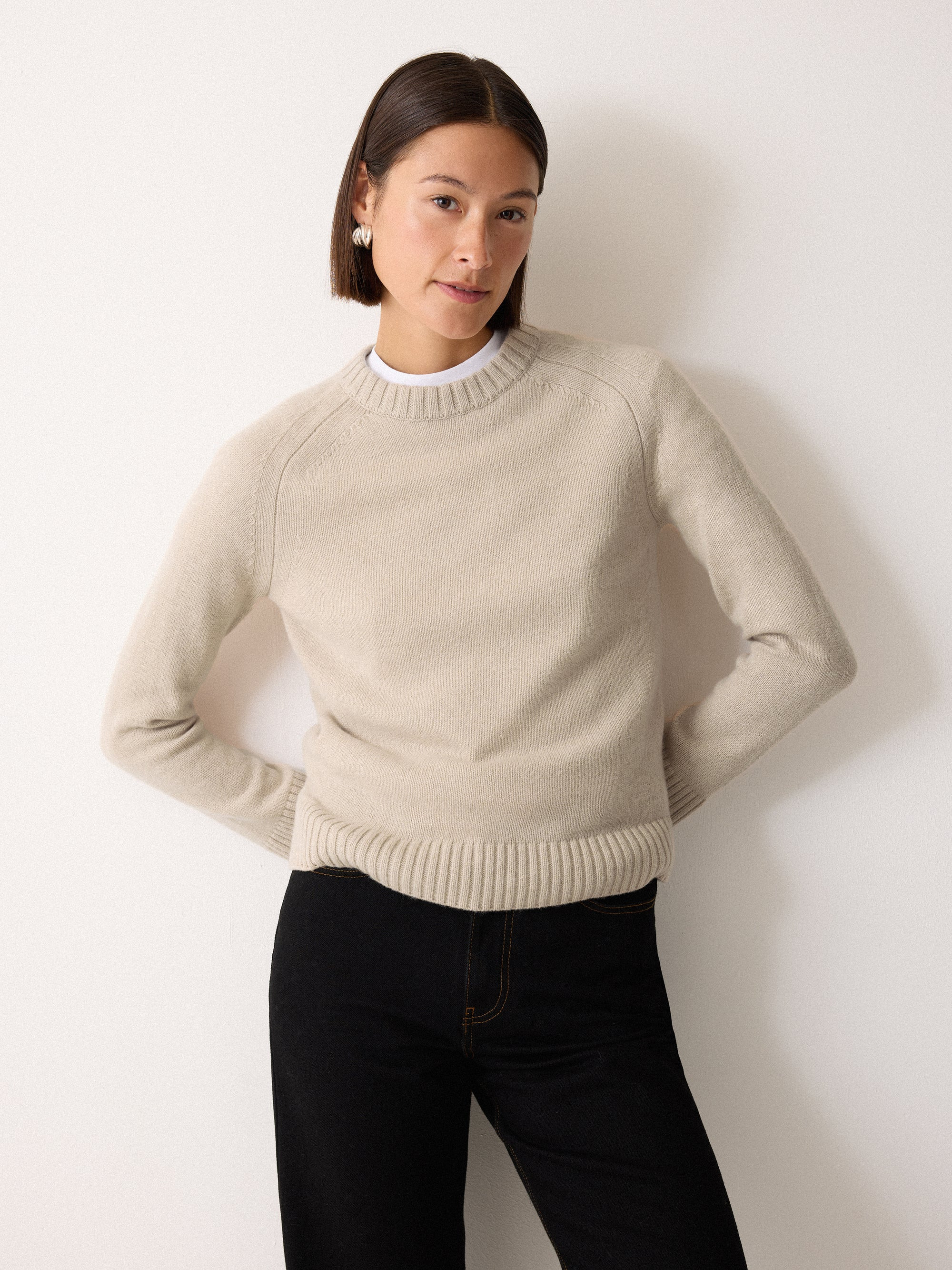 Wool Cashmere Saddle Jumper | Cream | Jigsaw (UK)