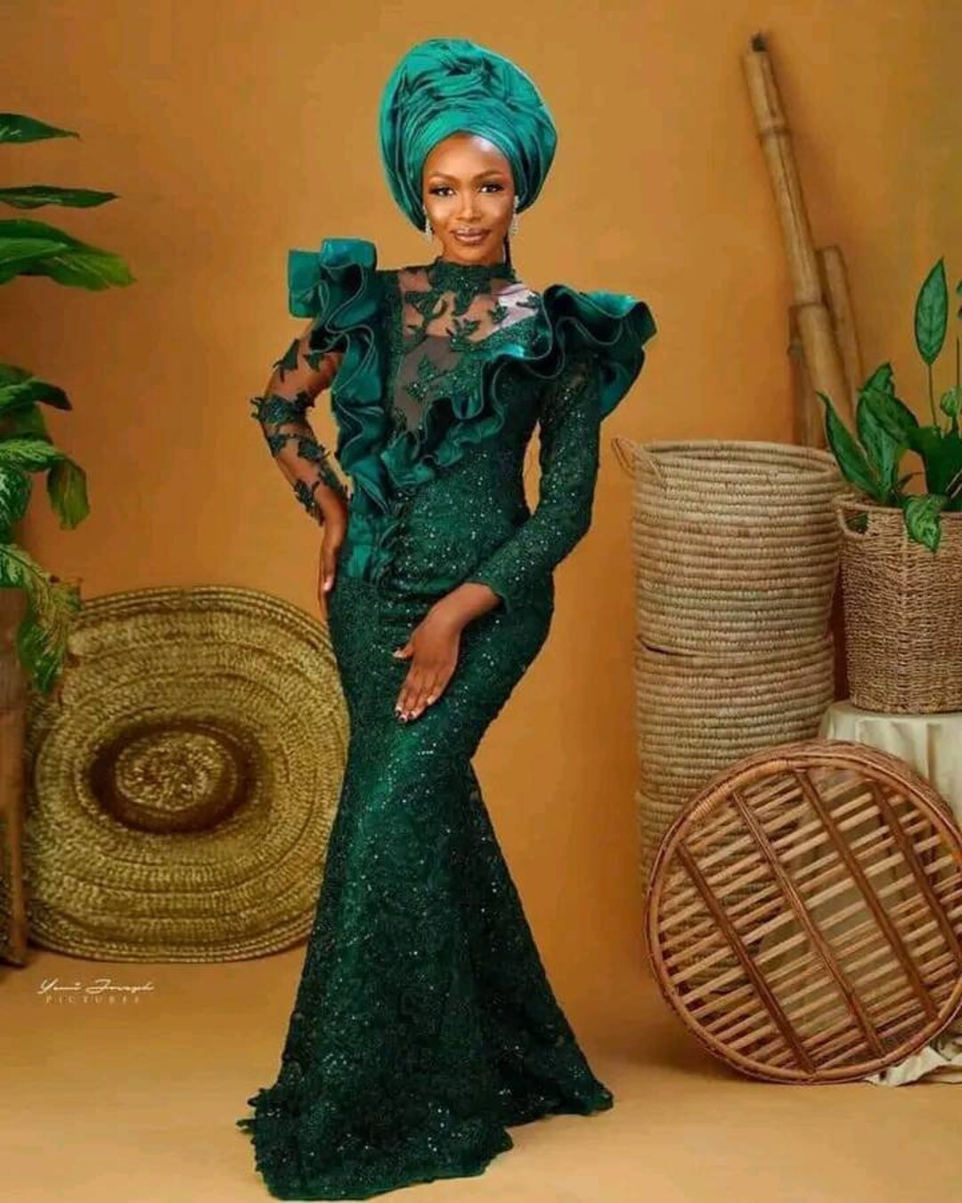 Emerald Green African Mermaid Dress,african Wedding Dress, Asoebi Dress, African Lace Dress, Owam... | Etsy (US)