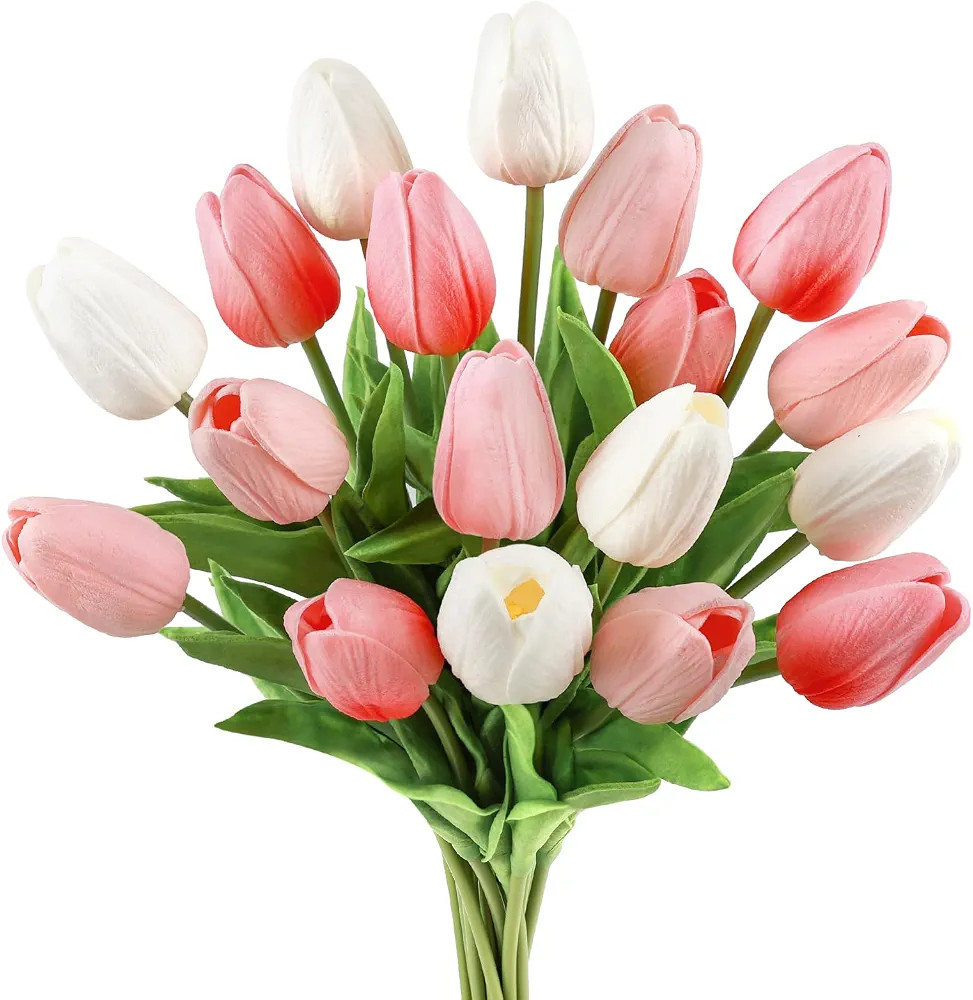 Beferr 18pcs Tulips Artificial Flowers Faux Tulip Real Touch Tulip Fake Flowers Bouquets Arrangem... | Amazon (US)