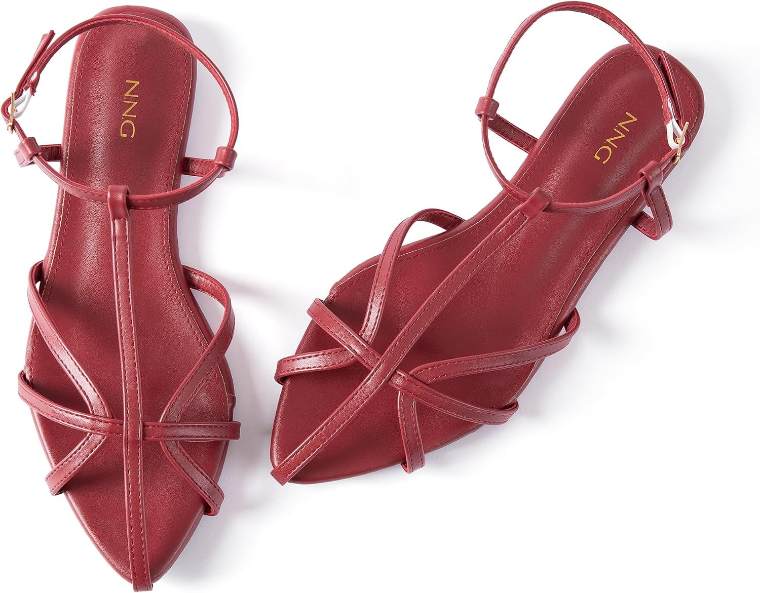 Women Pointed Toe Gladiator Flat Sandals with Ankle Strap Cushioned | Amazon (US)
