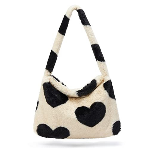 Plush Underarm Bag, Women Fluffy Plush Bag Ladies Y2K Furry Purse Cute Fluffy Shoulder Tote Bag for Autumn and Winter | Amazon (US)