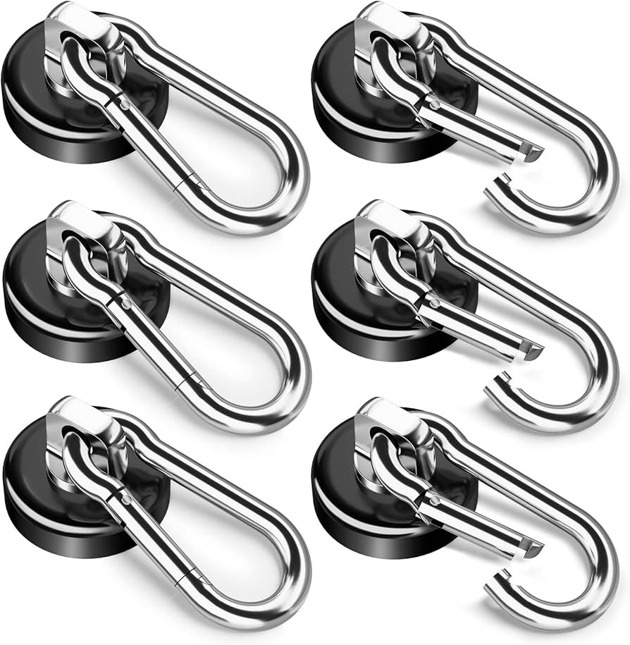 FINDMAG Magnetic Hooks with Swivel Carabiner, 50LBS Neodymium Magnet Hooks Heavy Duty, Strong Mag... | Amazon (US)