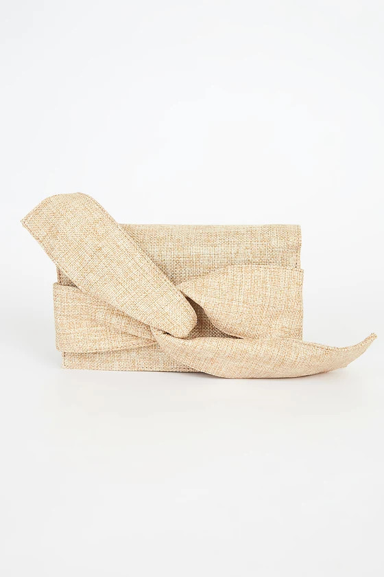Perfect Retreat Beige Woven Bow Clutch | Lulus (US)