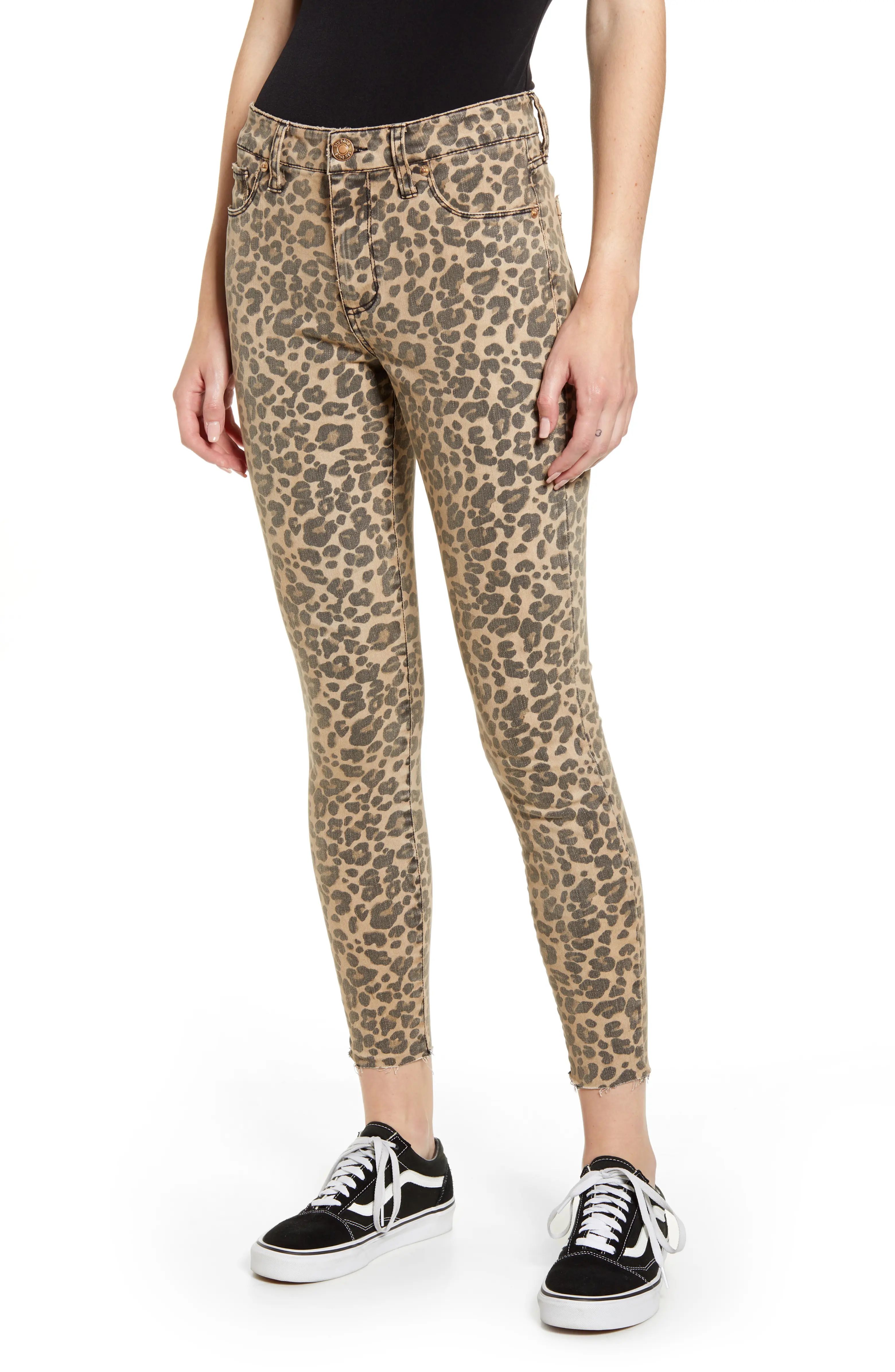 Ellie Leopard Print High Waist Ankle Skinny Jeans | Nordstrom