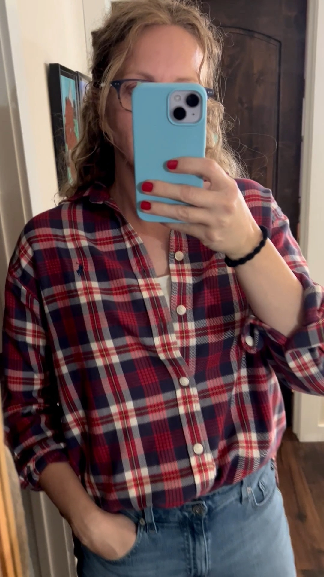 Cozy fall OOTD. I love a Ralph Lauren plaid shirt.  

#LTKOver40 #LTKSeasonal #LTKTall