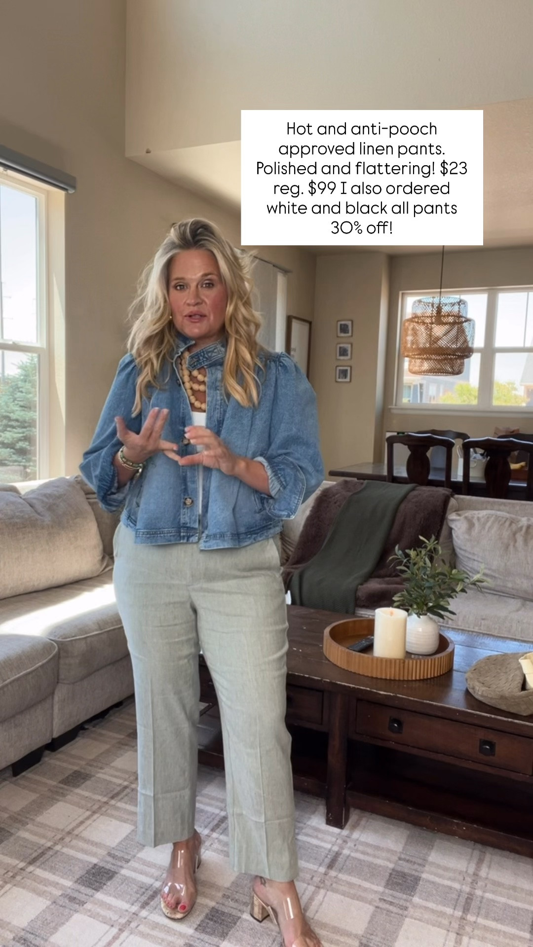 ✨Tap the bell, save and ❤️ for over 40 fashion, midlife style, midsize fashion and luxury looks for less. 

Hot and anti pooch approved. Polished linen pants on Major sale. Wearing large tts (size up if in between sizes.)

👑 Helping you look good, feel good.-Lindsey Denver   

Check back daily for belly-friendly style, confidence, and Outfit Physics™.

#LTKOver40 #LTKPlusSize #LTKMidsize