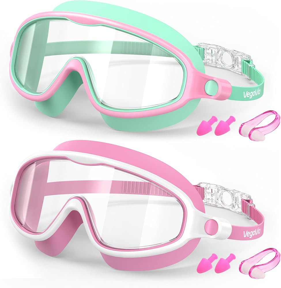 VegoVia Kids Swim Goggles 2 Pack, Anti-Fog UV Protection Wide View Swimming Goggles for kids 3-15... | Amazon (US)