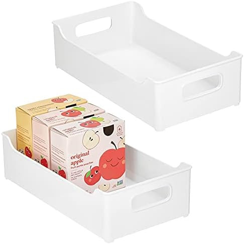 mDesign Wide Stackable Plastic Kitchen Pantry Cabinet, Refrigerator or Freezer Food Storage Bin with | Amazon (US)