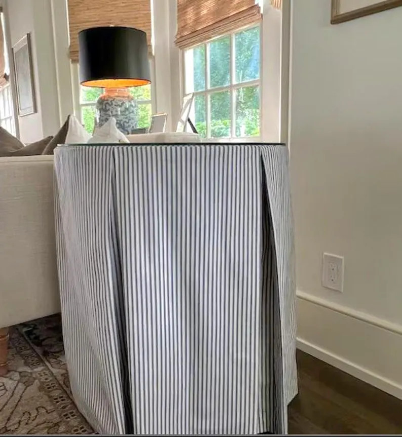 6 COLORS Ticking Stripe Tableskirt, Round Table-skirt, Pleated Tailored Table-skirt Table Linens,... | Etsy (US)