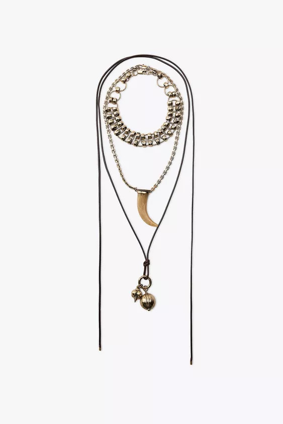 PACK OF 3 CHAIN NECKLACES WITH HORN PENDANT | Zara Canada