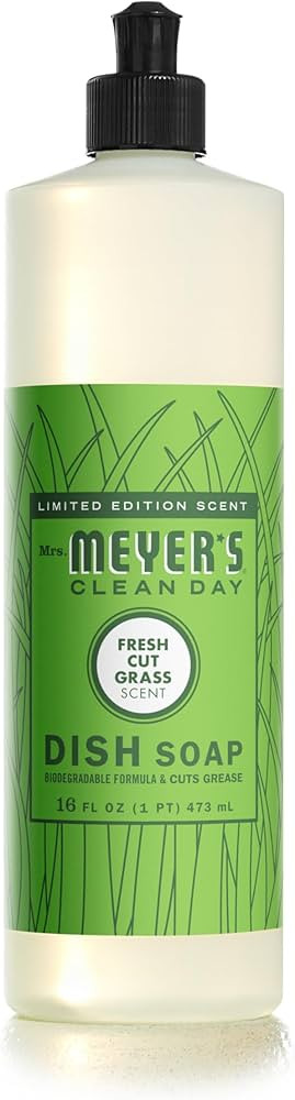 MRS. MEYER'S CLEAN DAY Liquid Dish Soap, Fresh Cut Grass Scent, 16 Ounce Bottle | Amazon (US)
