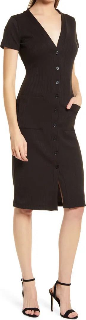 Ribbed Knit Midi Shirtdress | Nordstrom