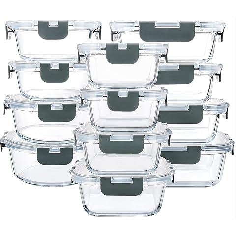 Amazon.com: Bayco Glass Storage Containers with Lids, 9 Sets, Meal Prep Airtight Food Storage Con... | Amazon (US)