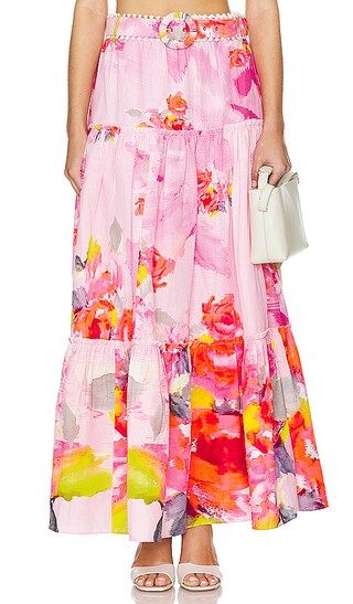 Belted Maxi Skirt in Pink Floral | Revolve Clothing (Global)