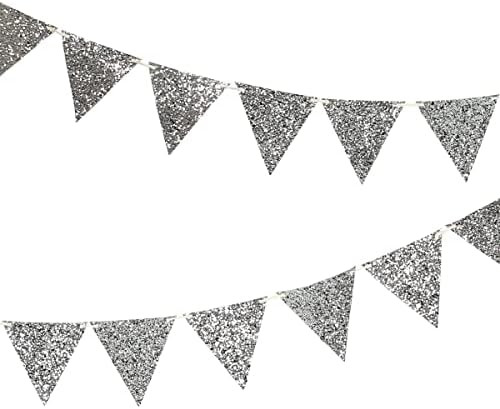 Meri Meri Silver Glitter Flag Mini Garland | Amazon (US)