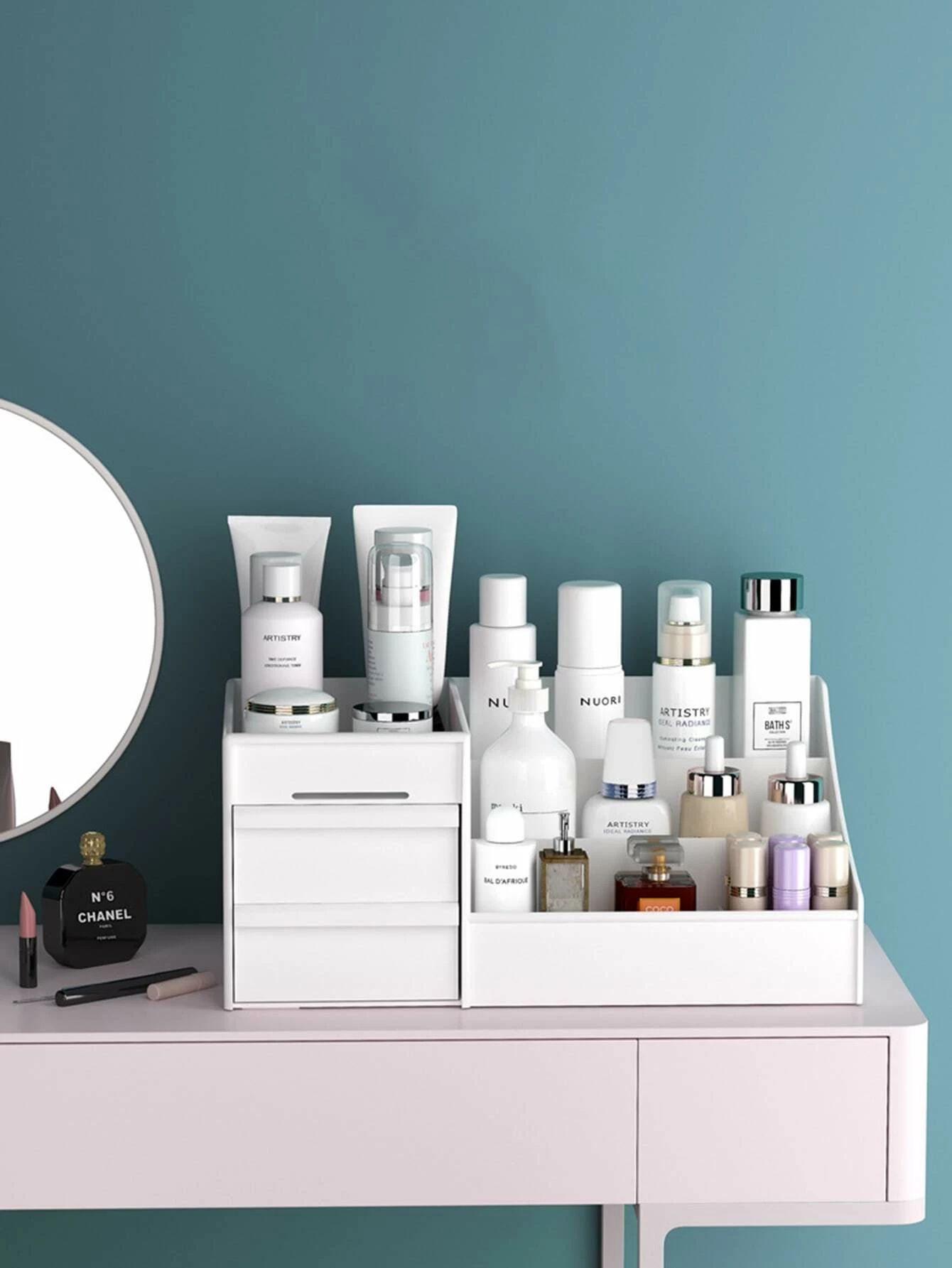 1pc Solid Desktop Cosmetic Storage Box | SHEIN