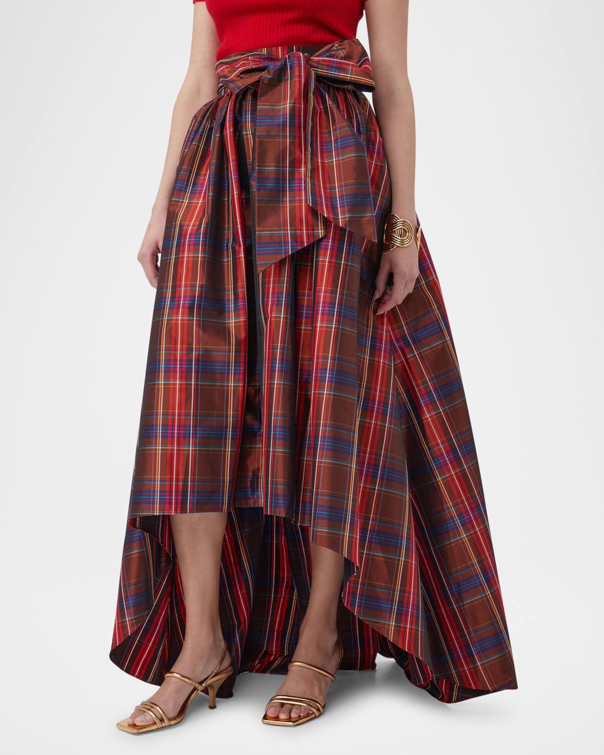 Kalina High-Low Plaid Maxi Skirt | Neiman Marcus