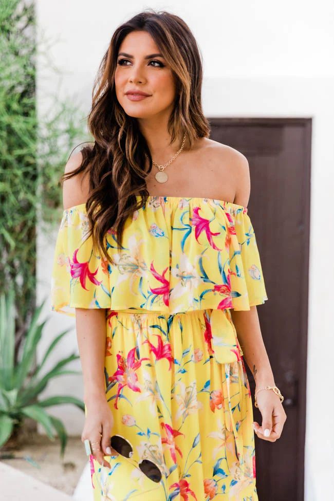 Sweet Southern Kiss Yellow Floral Maxi Dress | The Pink Lily Boutique