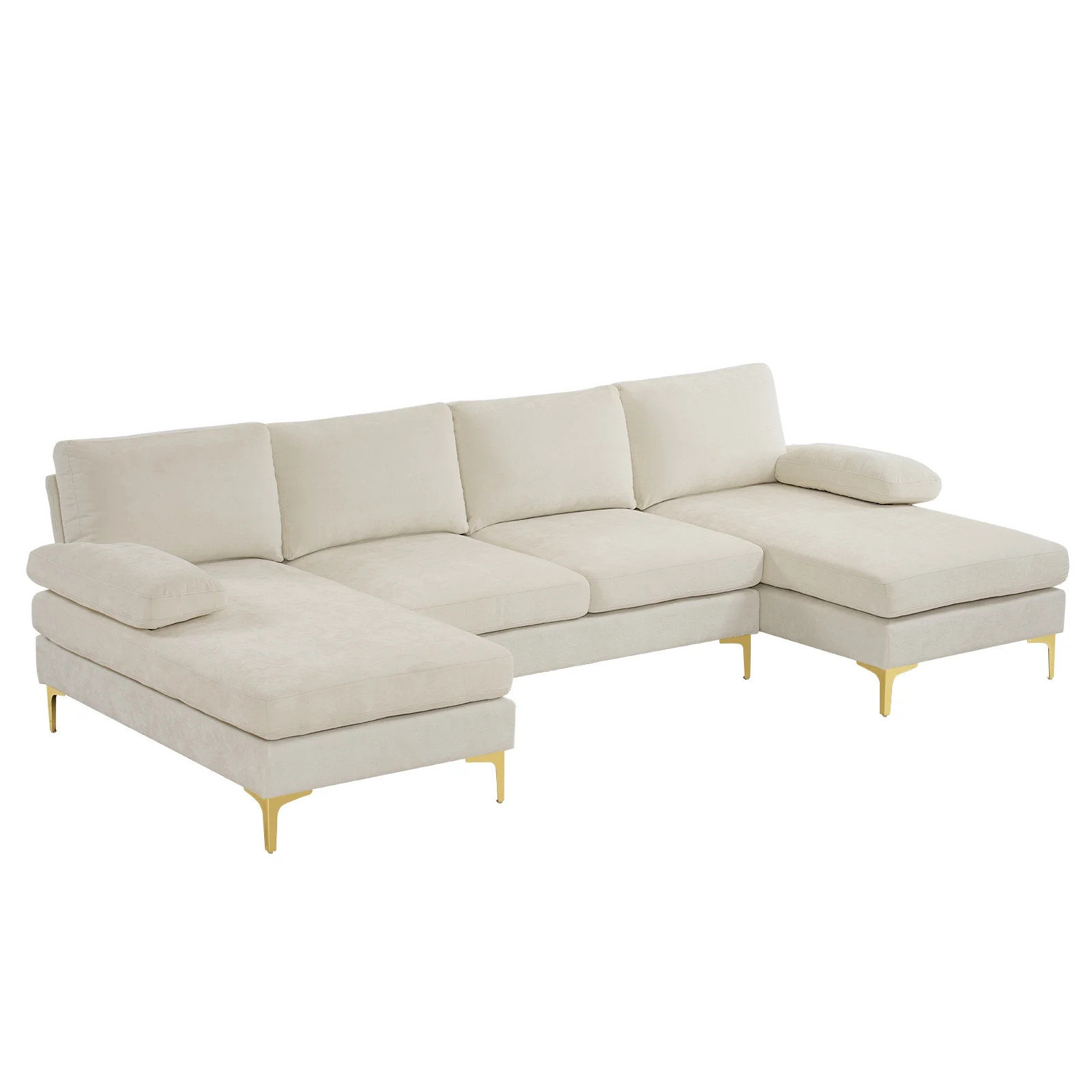 Ktaxon Sectional Sofa Set, 110" U-Shaped Chenille Couch, 4 Seat Lounge Sleeper with Double Chaise... | Walmart (US)