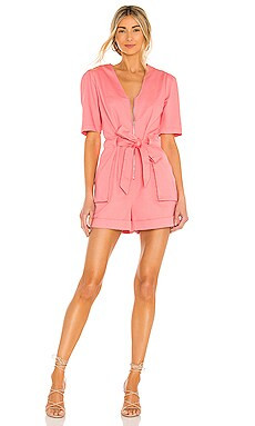 BCBGeneration Denim Romper in Coral from Revolve.com | Revolve Clothing (Global)