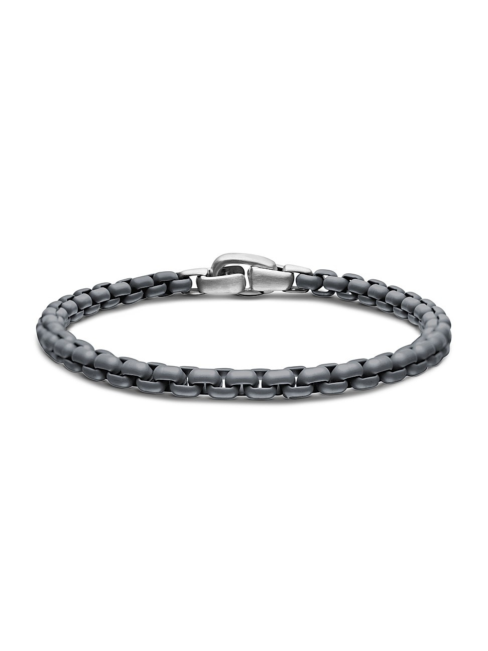 Men's Box Chain Bracelet in Stainless Steel - Grey - Size Small | Saks Fifth Avenue